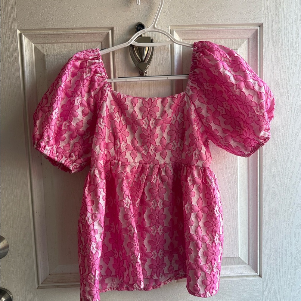 Entro Pink Floral Lace Blouse